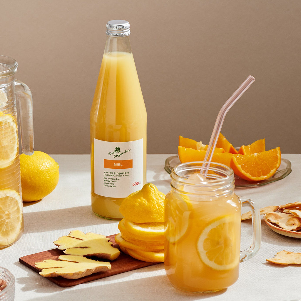 Jus de gingembre bio au miel Dame Gingembre Suisse